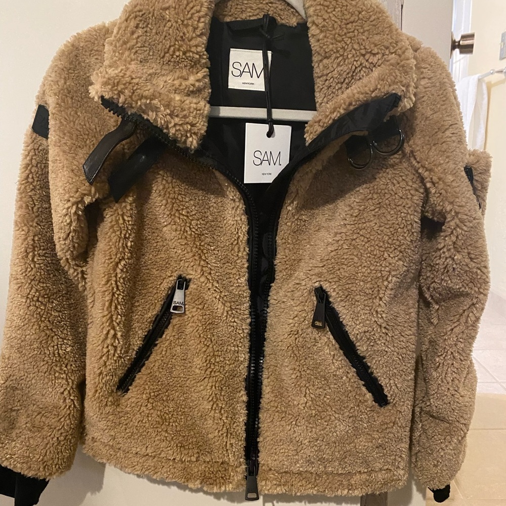 SAM woman/ big girl jacket size 14 girl but fits size 0 xs woman tan color NWT
